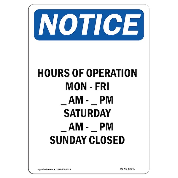 Safety Sign, OSHA Notice, 5" Height, Fri Sign, Portrait, 10PK